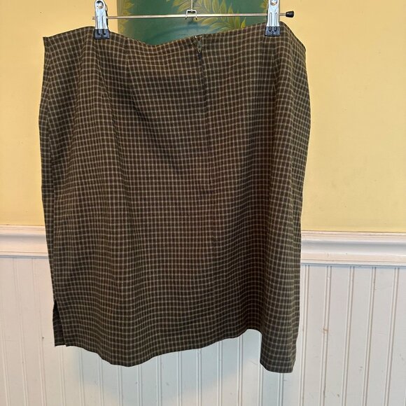 Route 66 Vintage 90s Stretch Fit Plaid Skirt Size 20 Green & Brown Checkered - Picture 2 of 5